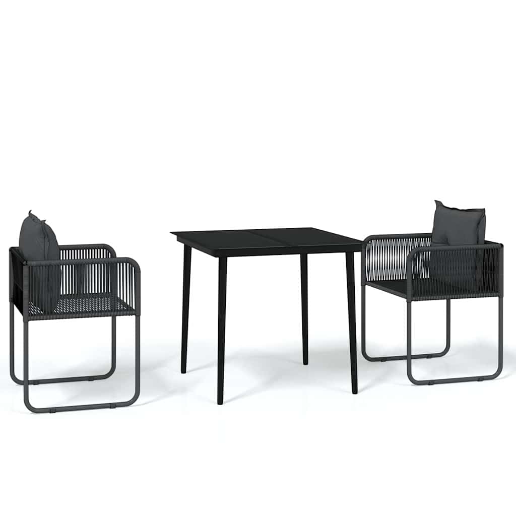 3-dijelni vrtni blagovaonski set crni Crna Dužina stola 80 cm