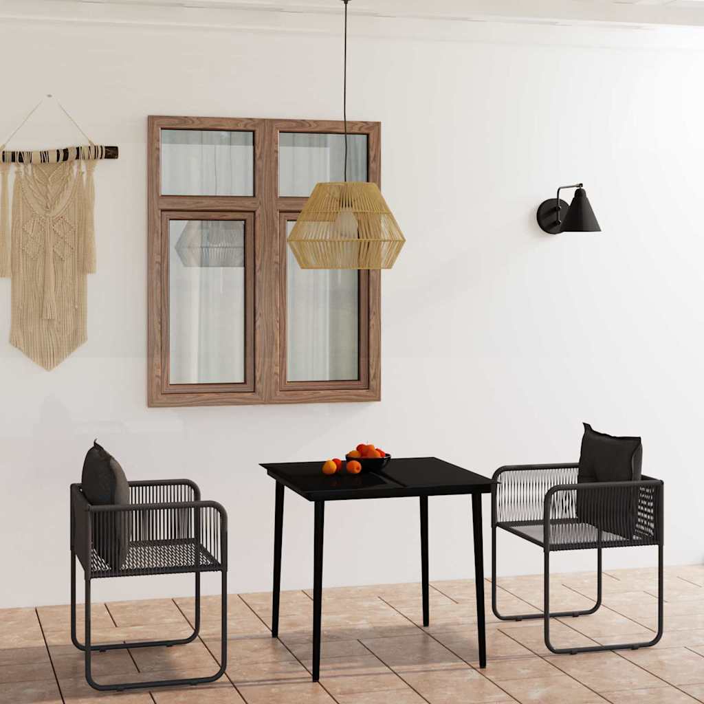 3-dijelni vrtni blagovaonski set crni Crna Dužina stola 80 cm