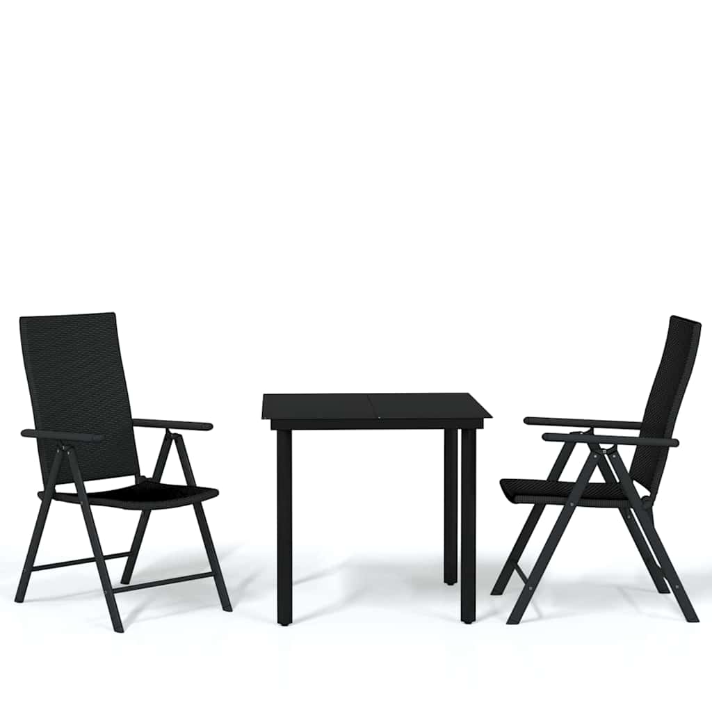 3-dijelni vrtni blagovaonski set crni Crna Dužina stola 80 cm