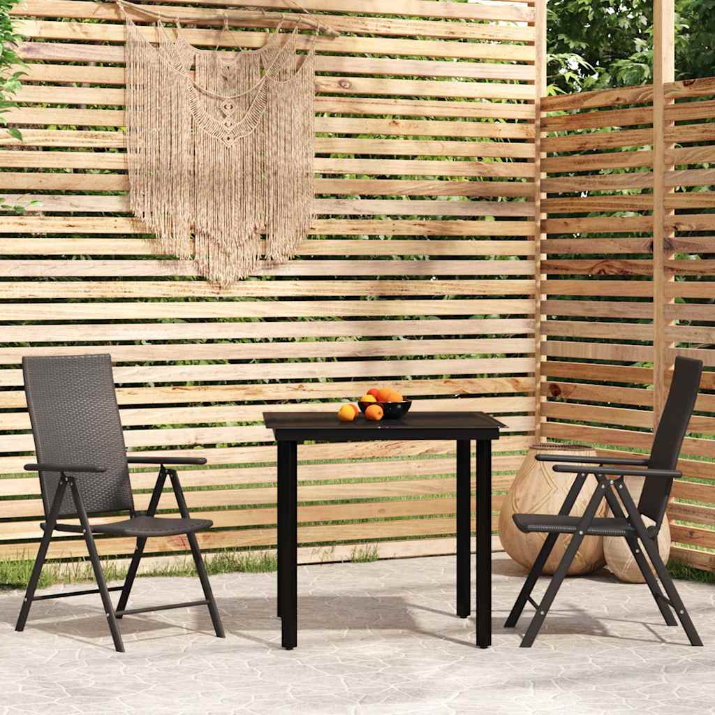 3-dijelni vrtni blagovaonski set crni Crna Dužina stola 80 cm