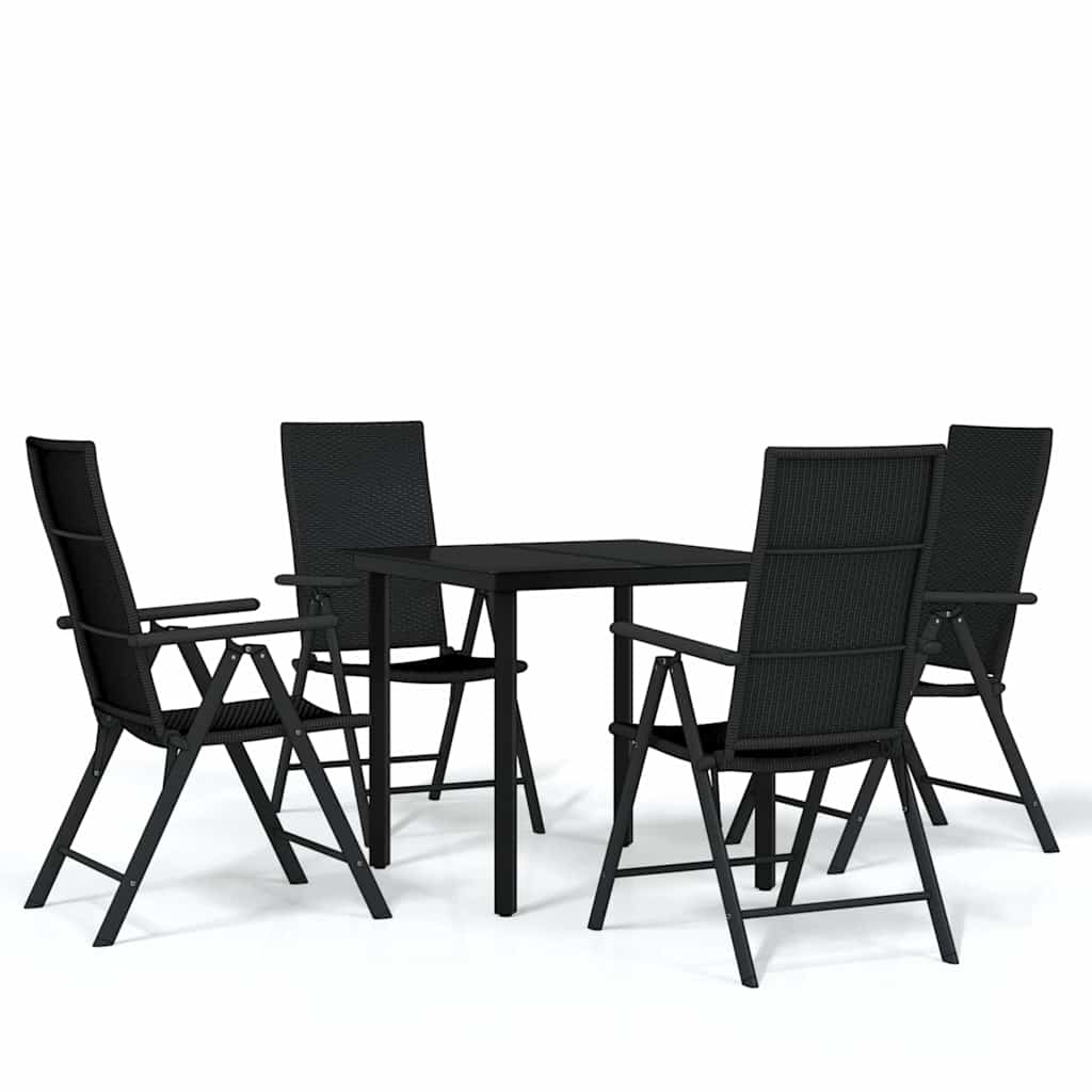 5-dijelni vrtni blagovaonski set crni Crna Dužina stola 80 cm