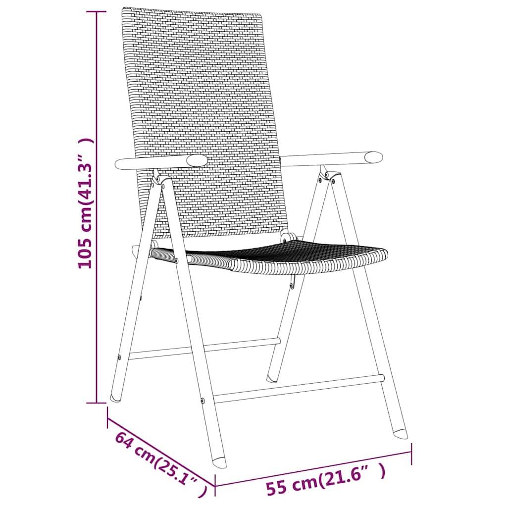 5-dijelni vrtni blagovaonski set crni Crna Dužina stola 80 cm