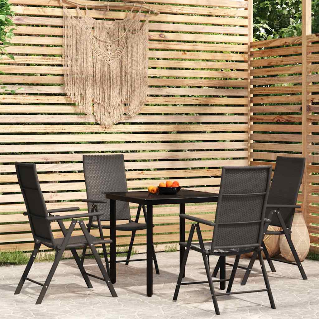 5-dijelni vrtni blagovaonski set crni Crna Dužina stola 80 cm