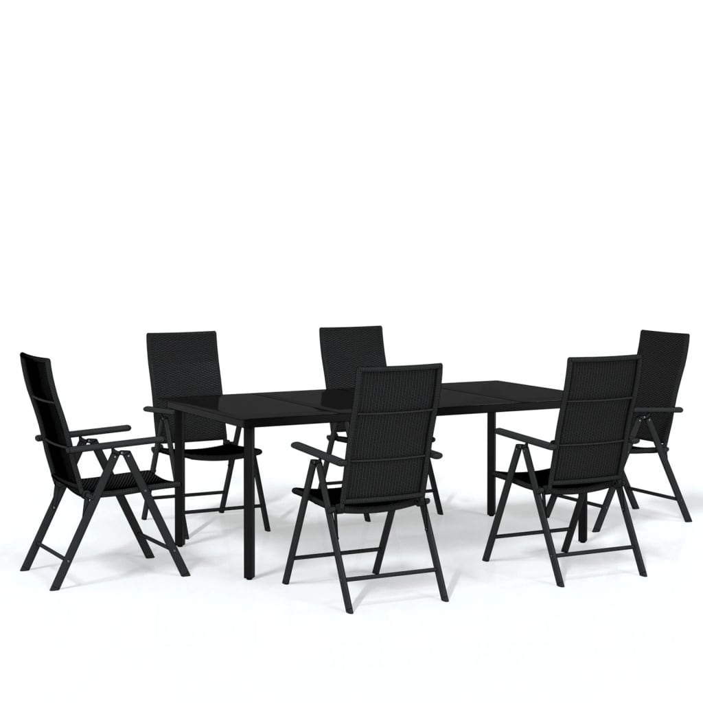 7-dijelni vrtni blagovaonski set crni