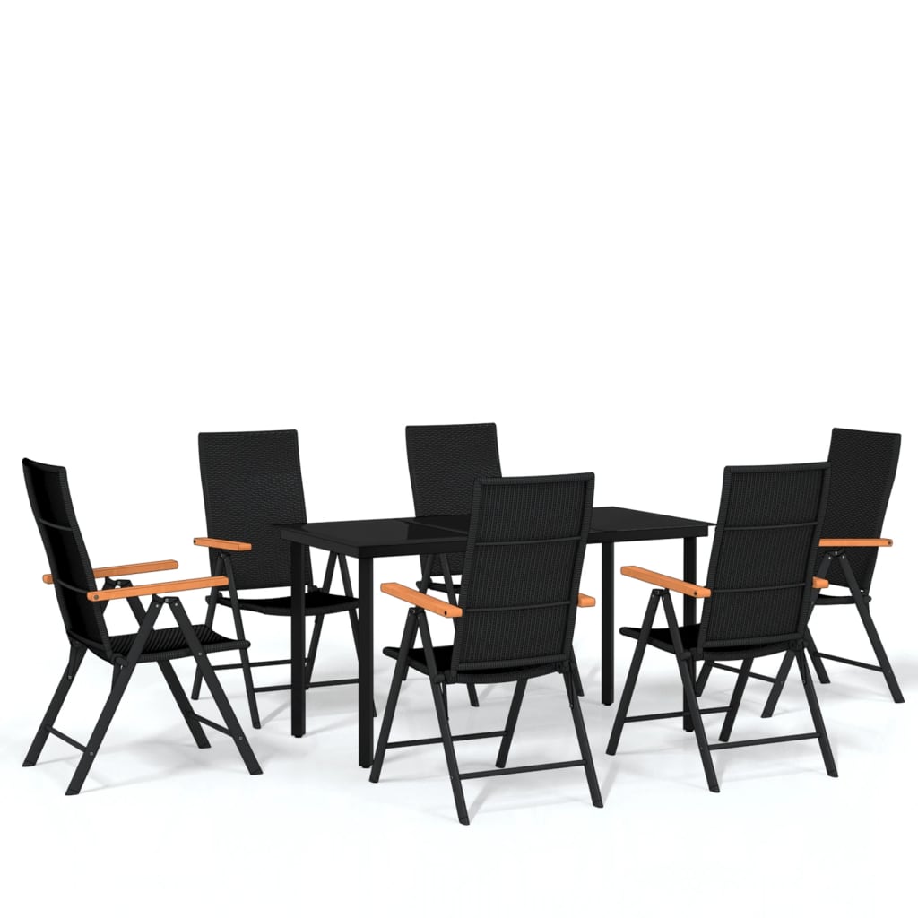 7-dijelni vrtni blagovaonski set crni