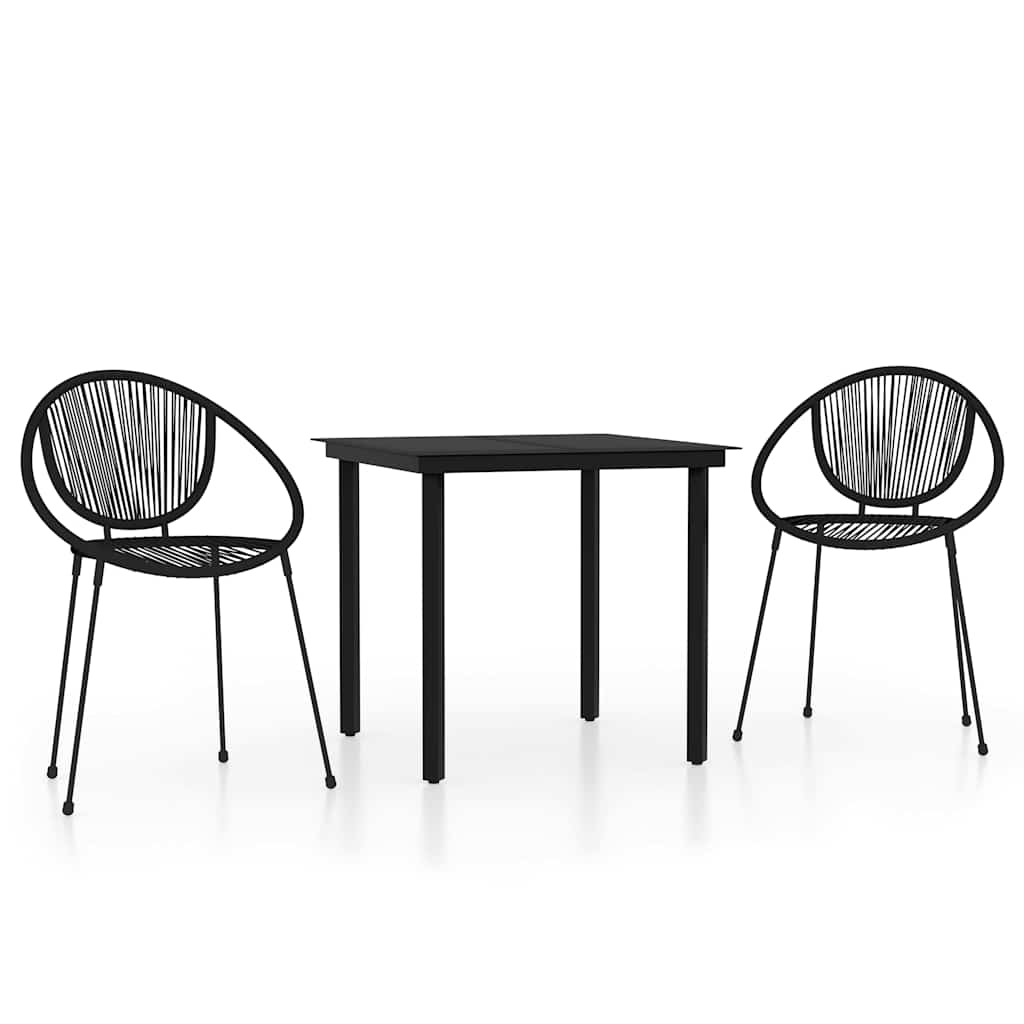 3-dijelni vrtni blagovaonski set crni Crna Dužina stola 80 cm