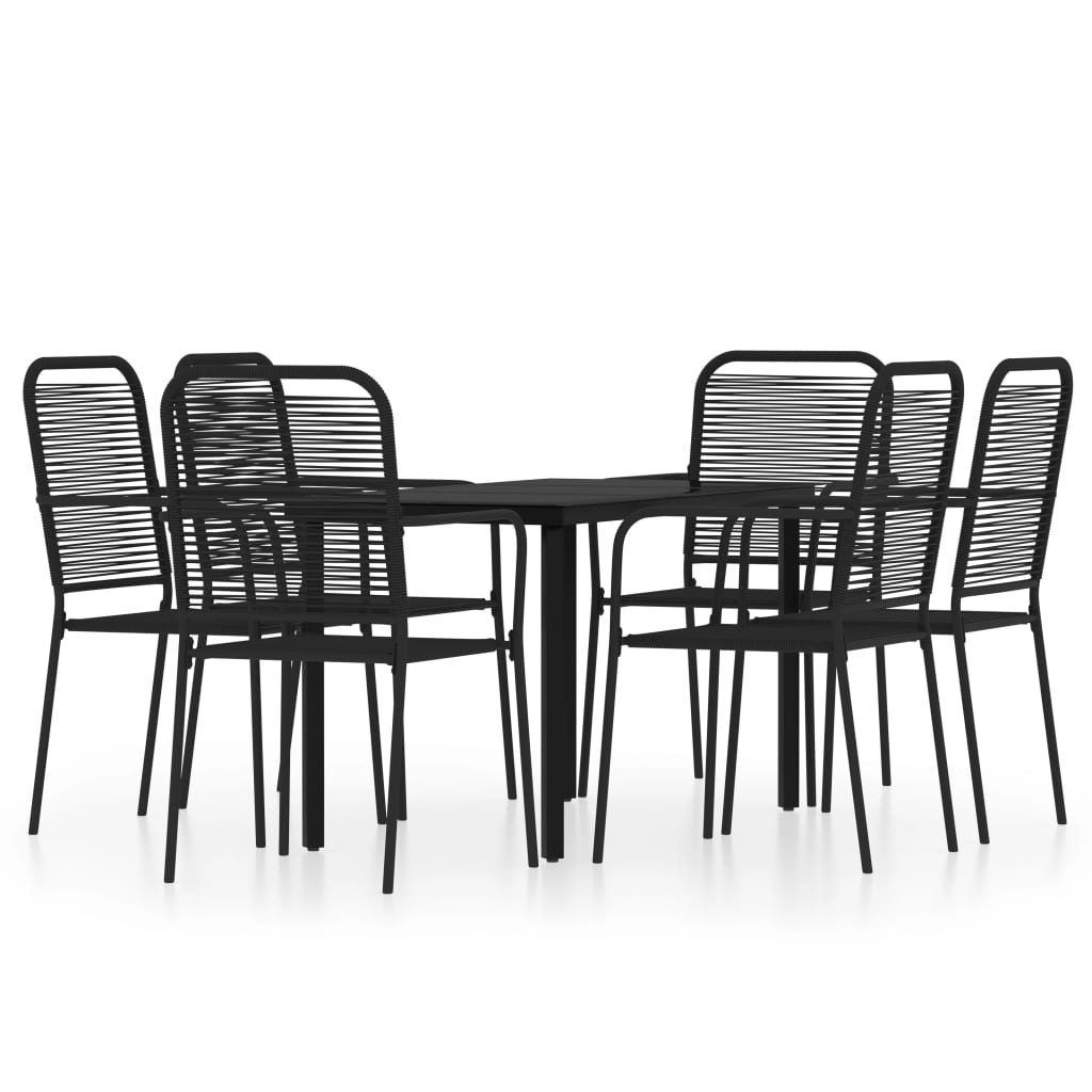 7-dijelni vrtni blagovaonski set crni