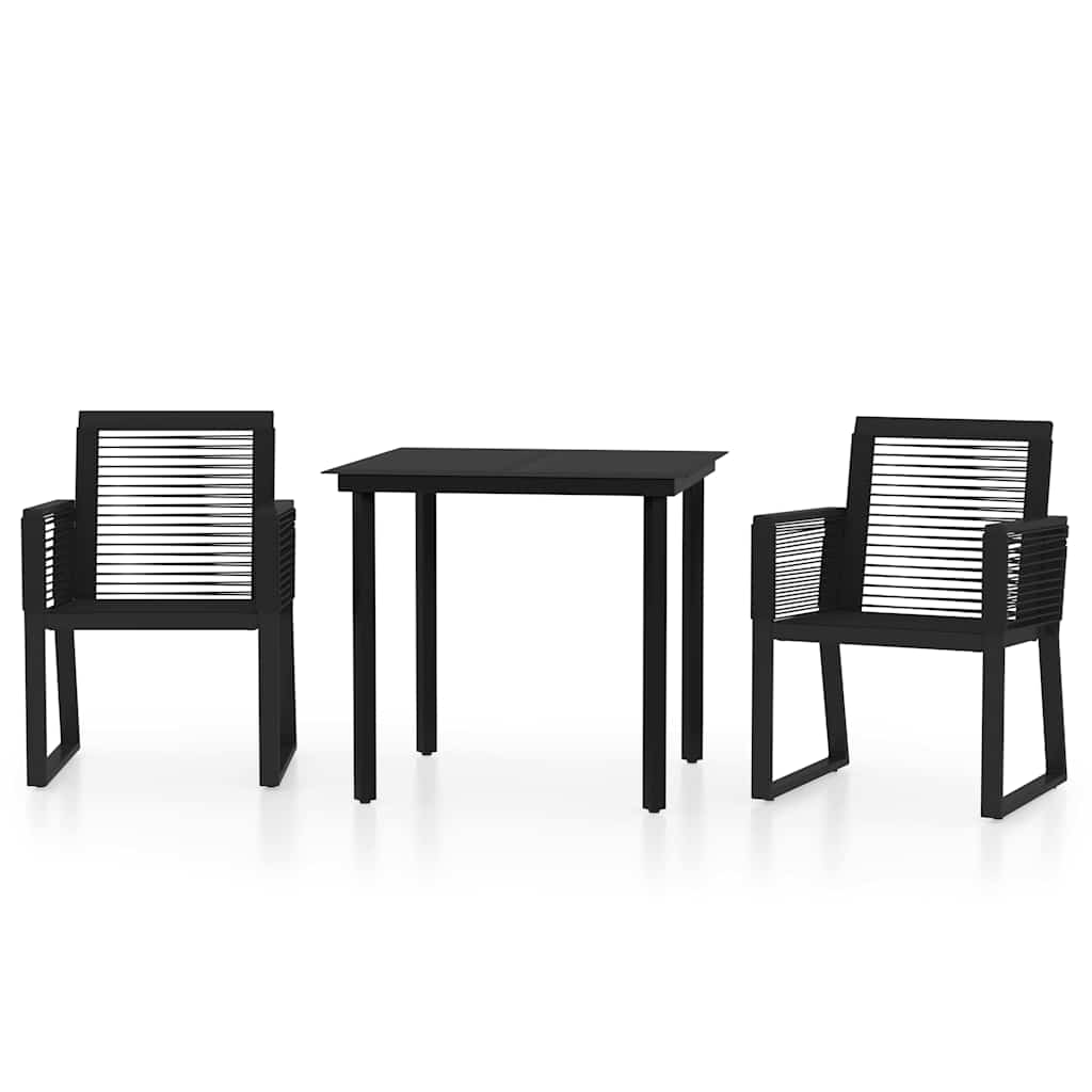 3-dijelni vrtni blagovaonski set crni Crna Dužina stola 80 cm