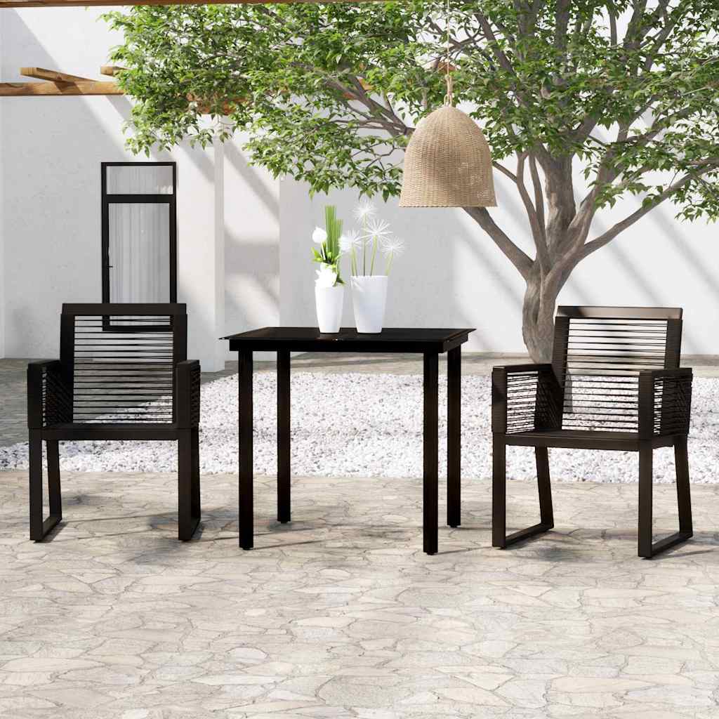 3-dijelni vrtni blagovaonski set crni Crna Dužina stola 80 cm