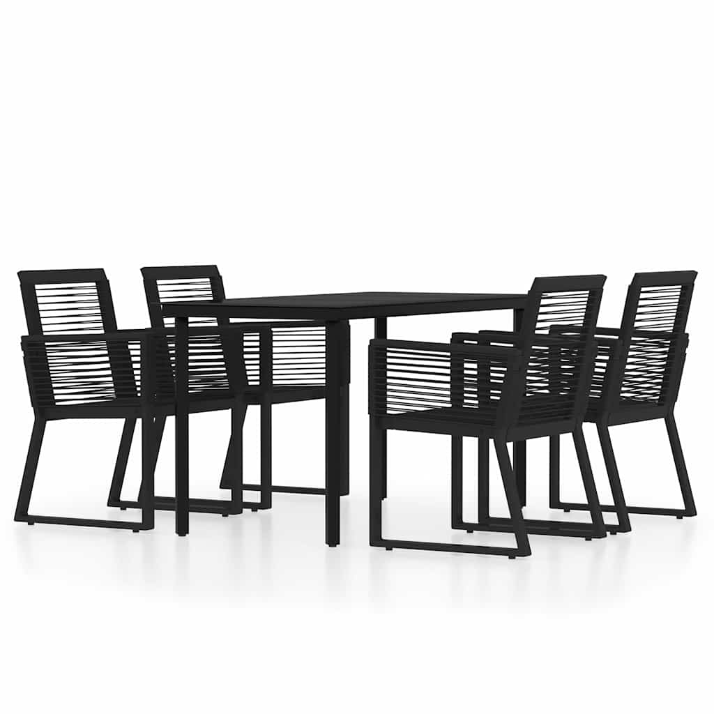 5-dijelni vrtni blagovaonski set crni Crna Dužina stola 140 cm