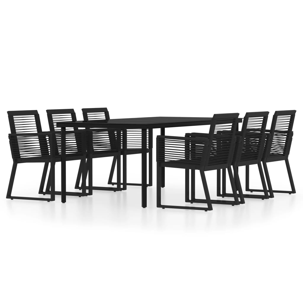 7-dijelni vrtni blagovaonski set crni