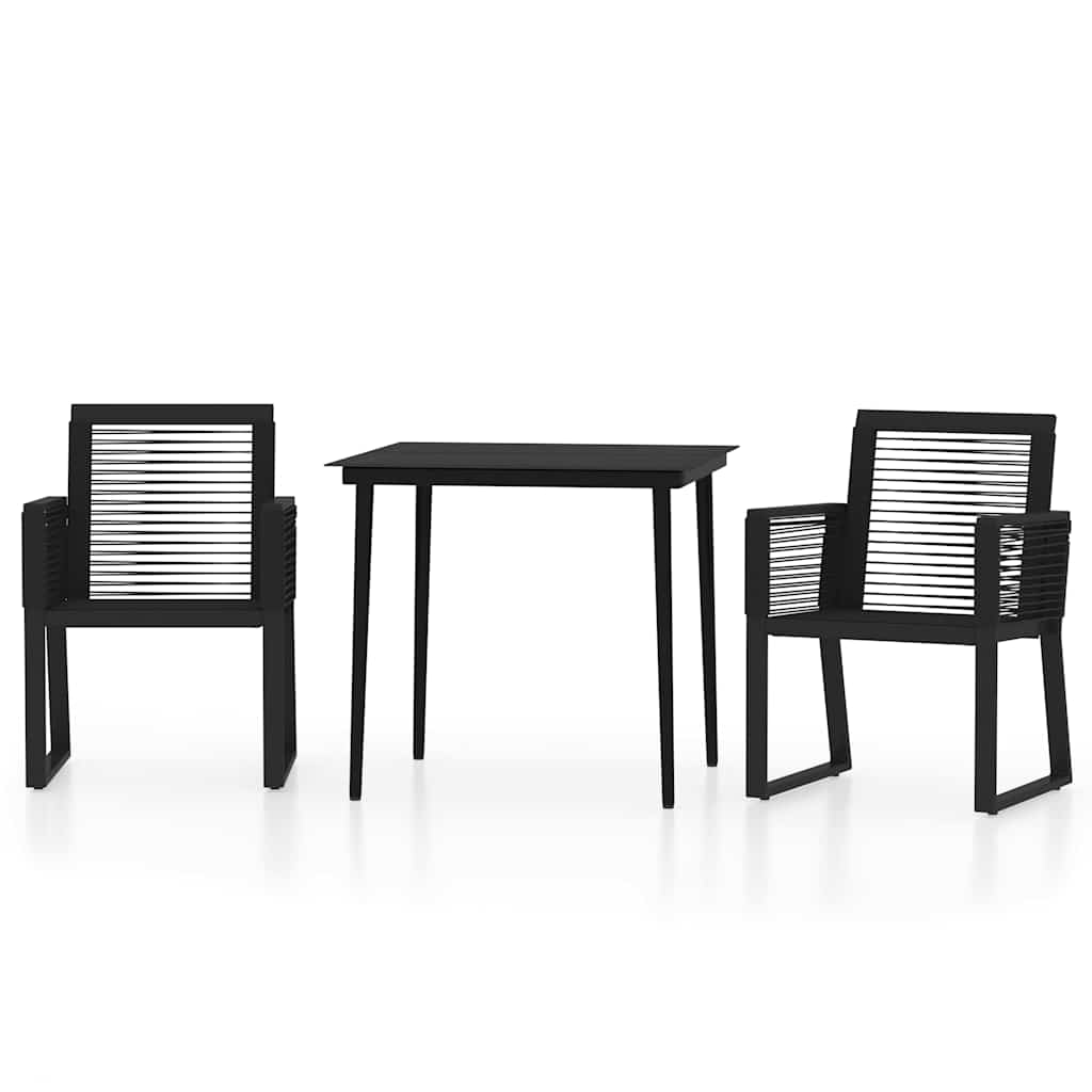 3-dijelni vrtni blagovaonski set crni Crna Dužina stola 80 cm