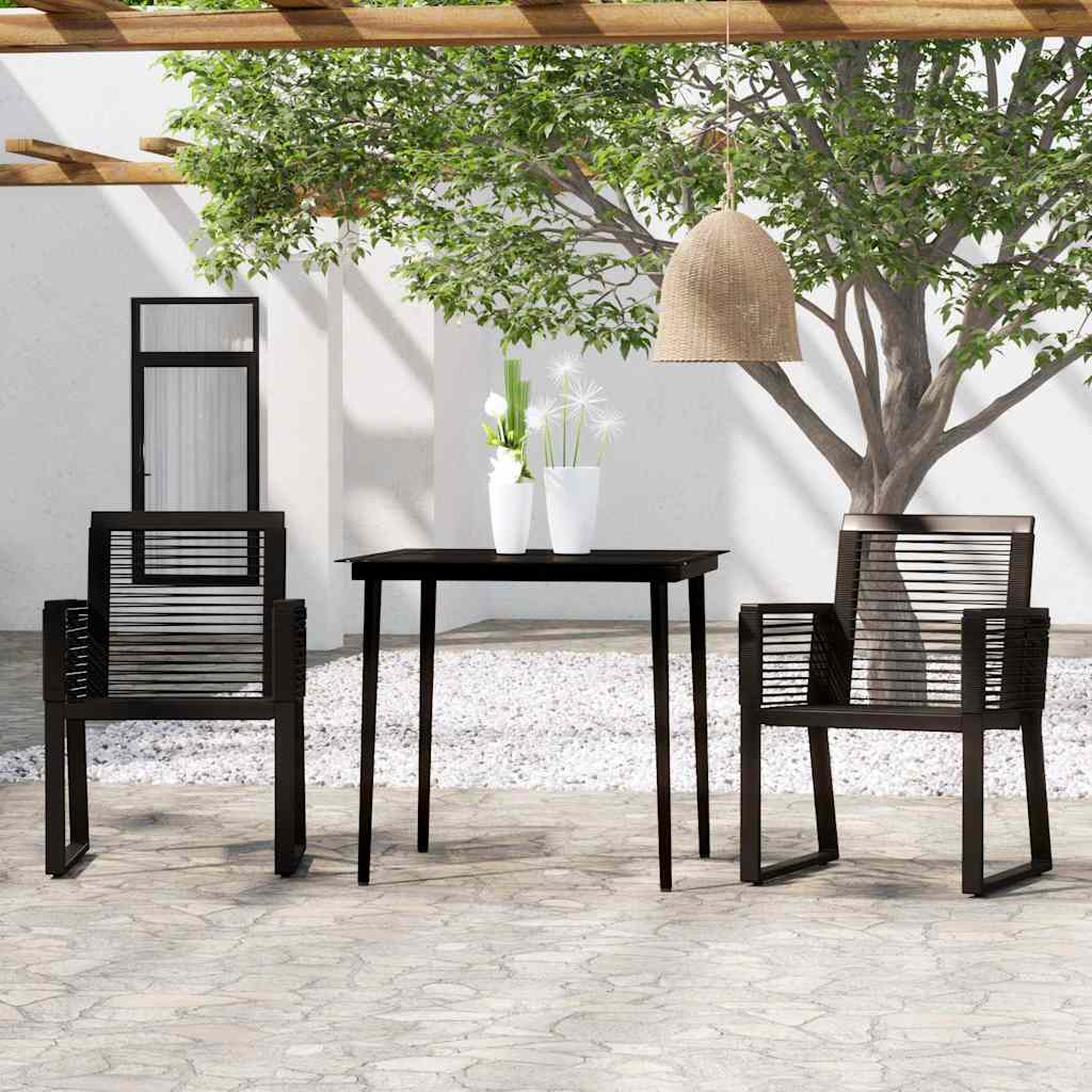 3-dijelni vrtni blagovaonski set crni Crna Dužina stola 80 cm