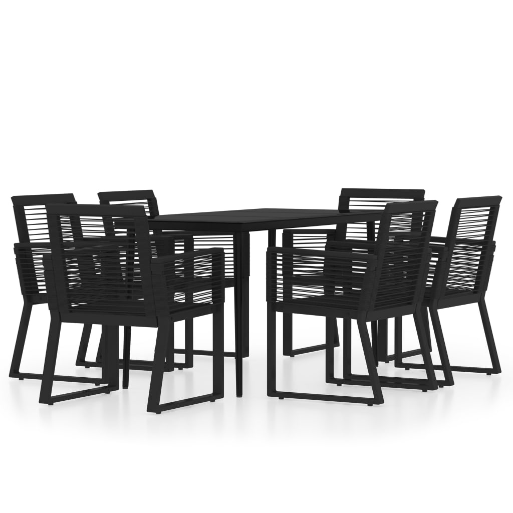 7-dijelni vrtni blagovaonski set crni