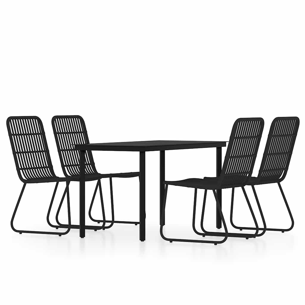 5-dijelni vrtni blagovaonski set crni Crna Dužina stola 140 cm