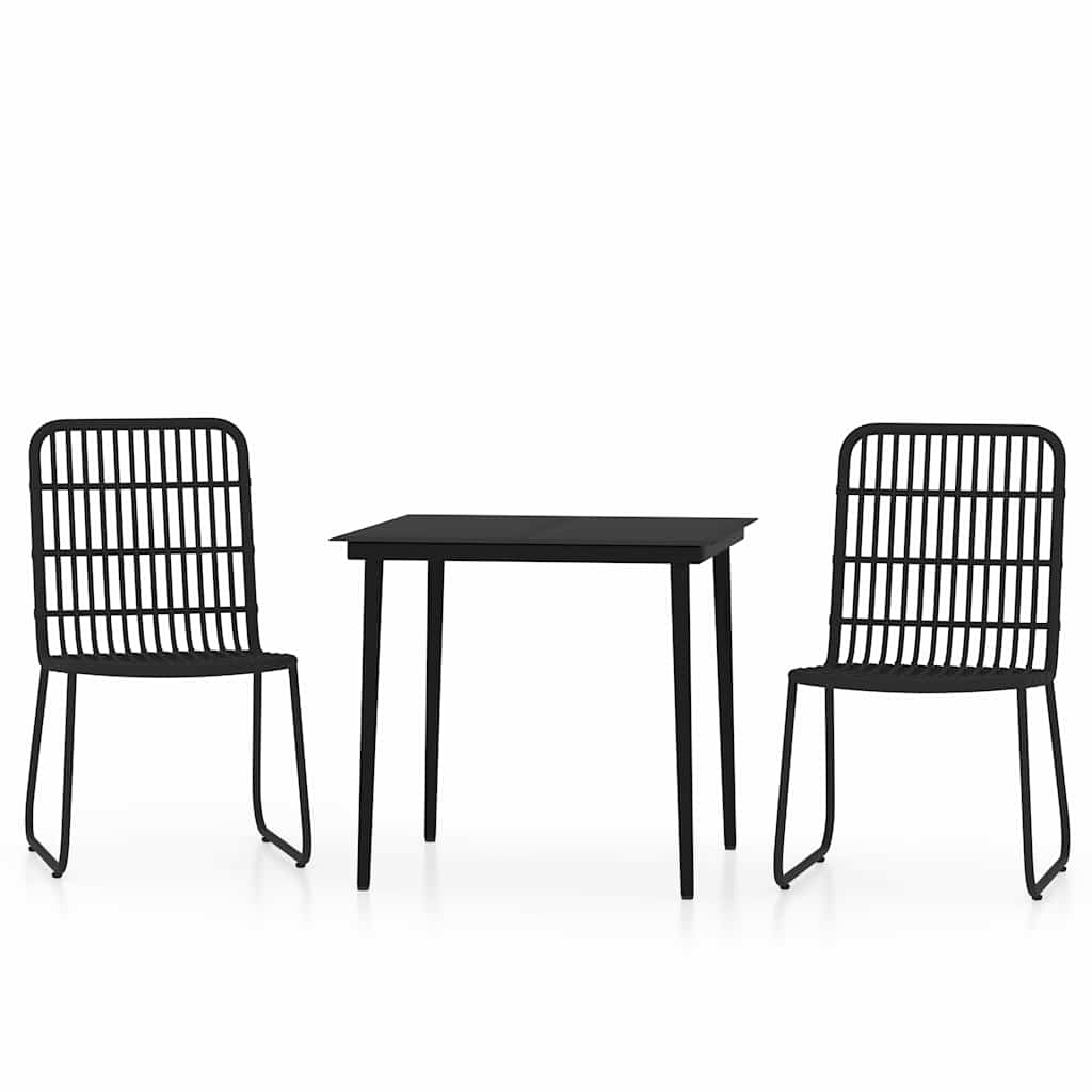 3-dijelni vrtni blagovaonski set crni Crna Dužina stola 80 cm