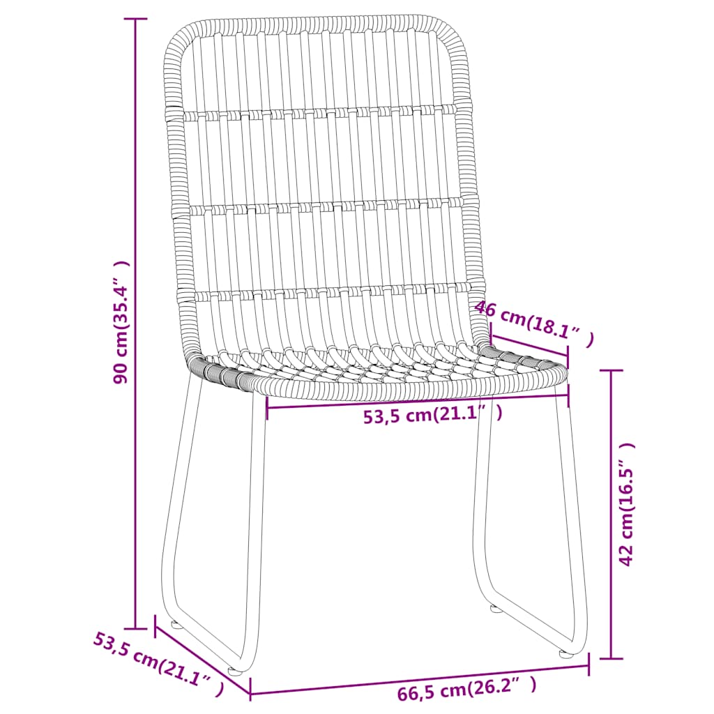 3-dijelni vrtni blagovaonski set crni Crna Dužina stola 80 cm