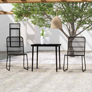 3-dijelni vrtni blagovaonski set crni Crna Dužina stola 80 cm