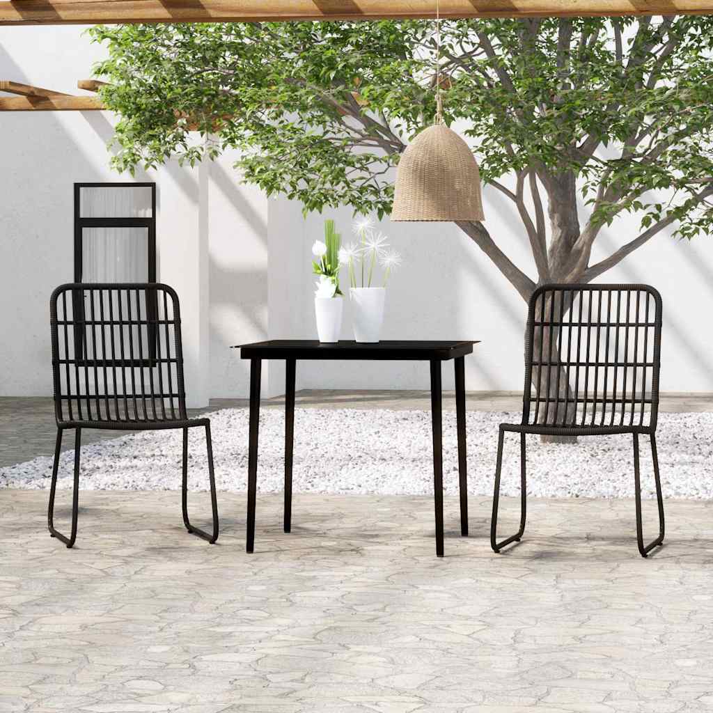 3-dijelni vrtni blagovaonski set crni Crna Dužina stola 80 cm