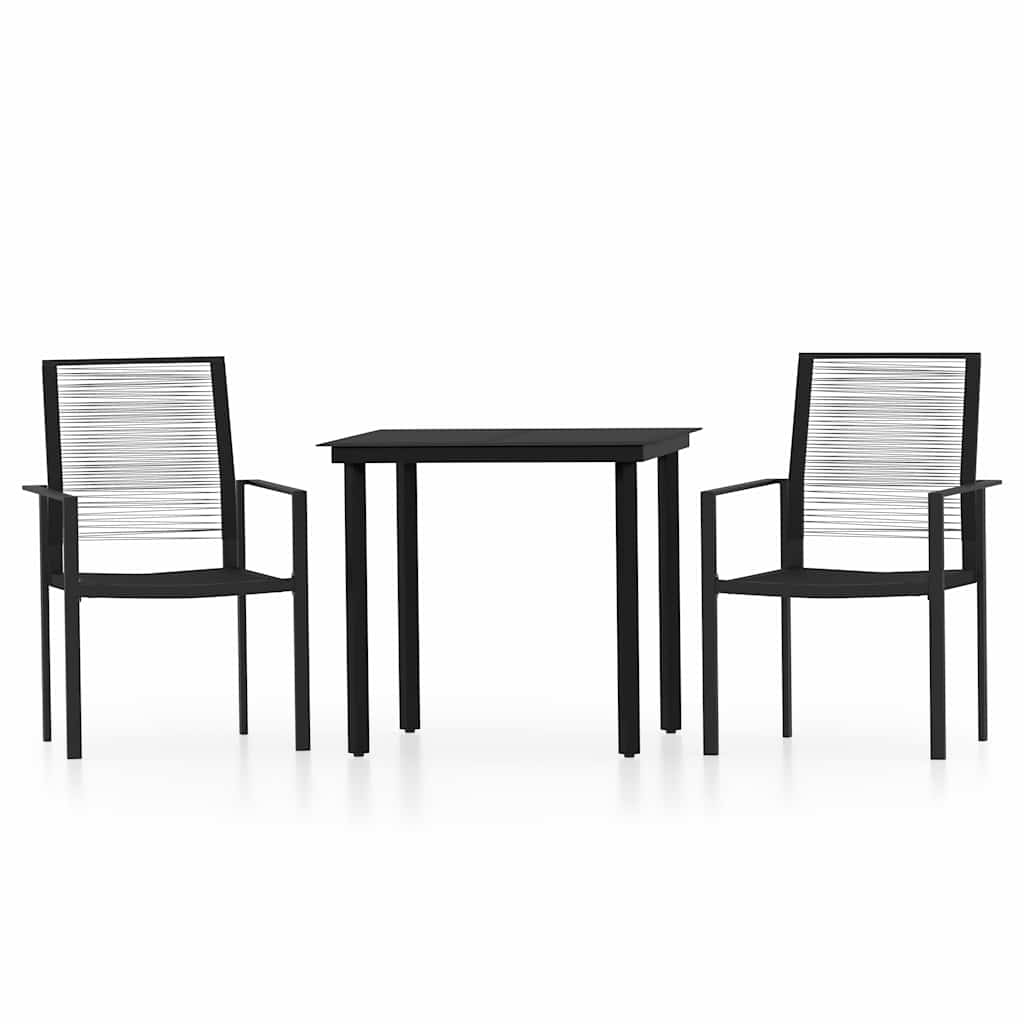 3-dijelni vrtni blagovaonski set crni Crna Dužina stola 80 cm