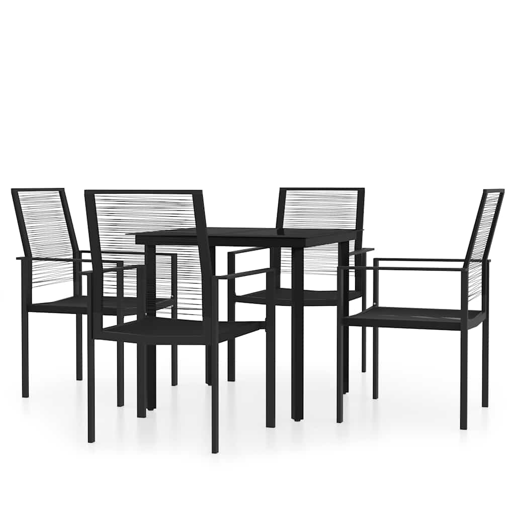 5-dijelni vrtni blagovaonski set crni Crna Dužina stola 80 cm