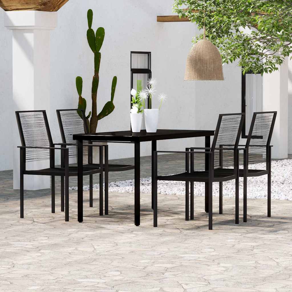 5-dijelni vrtni blagovaonski set crni Crna Dužina stola 140 cm