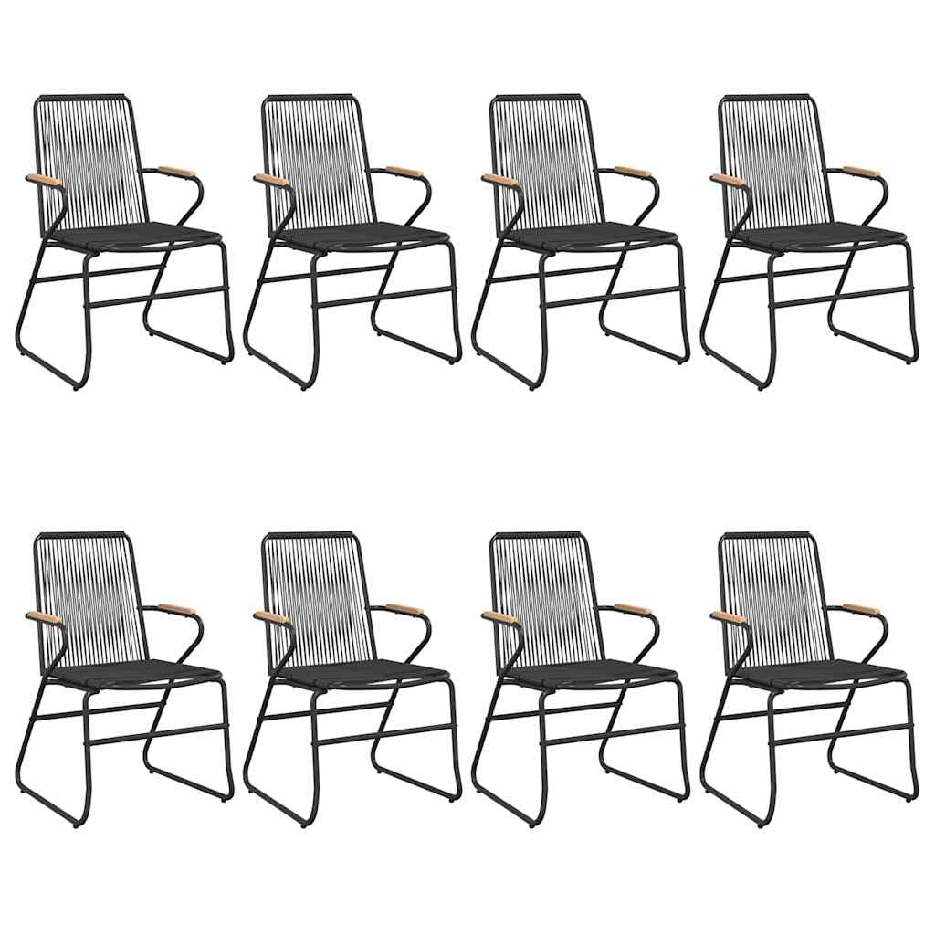 9-dijelni vrtni blagovaonski set od PVC ratana crni Crna Dužina stola 200 cm