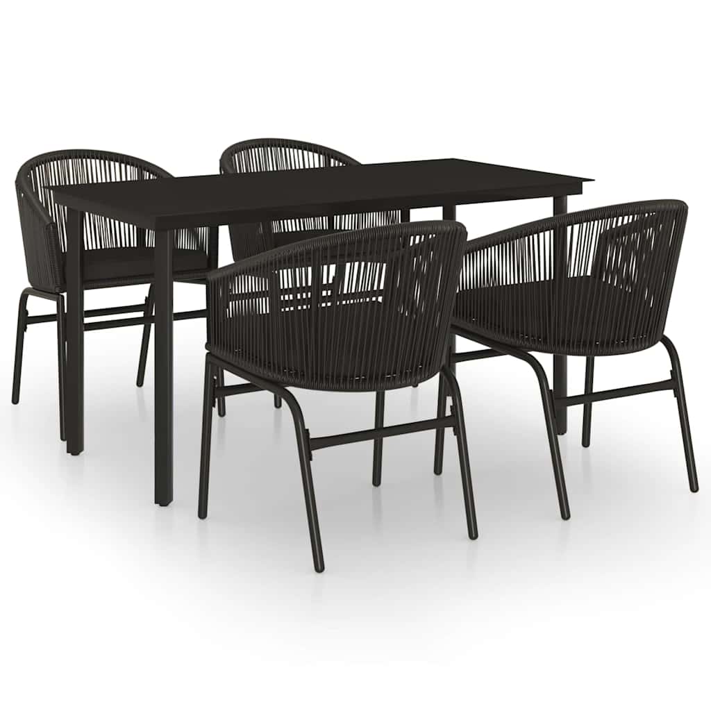 5-dijelni vrtni blagovaonski set crni Crna Dužina stola 140 cm
