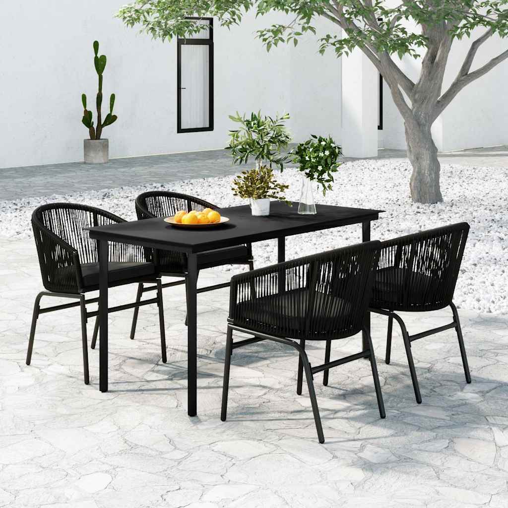 5-dijelni vrtni blagovaonski set crni Crna Dužina stola 140 cm