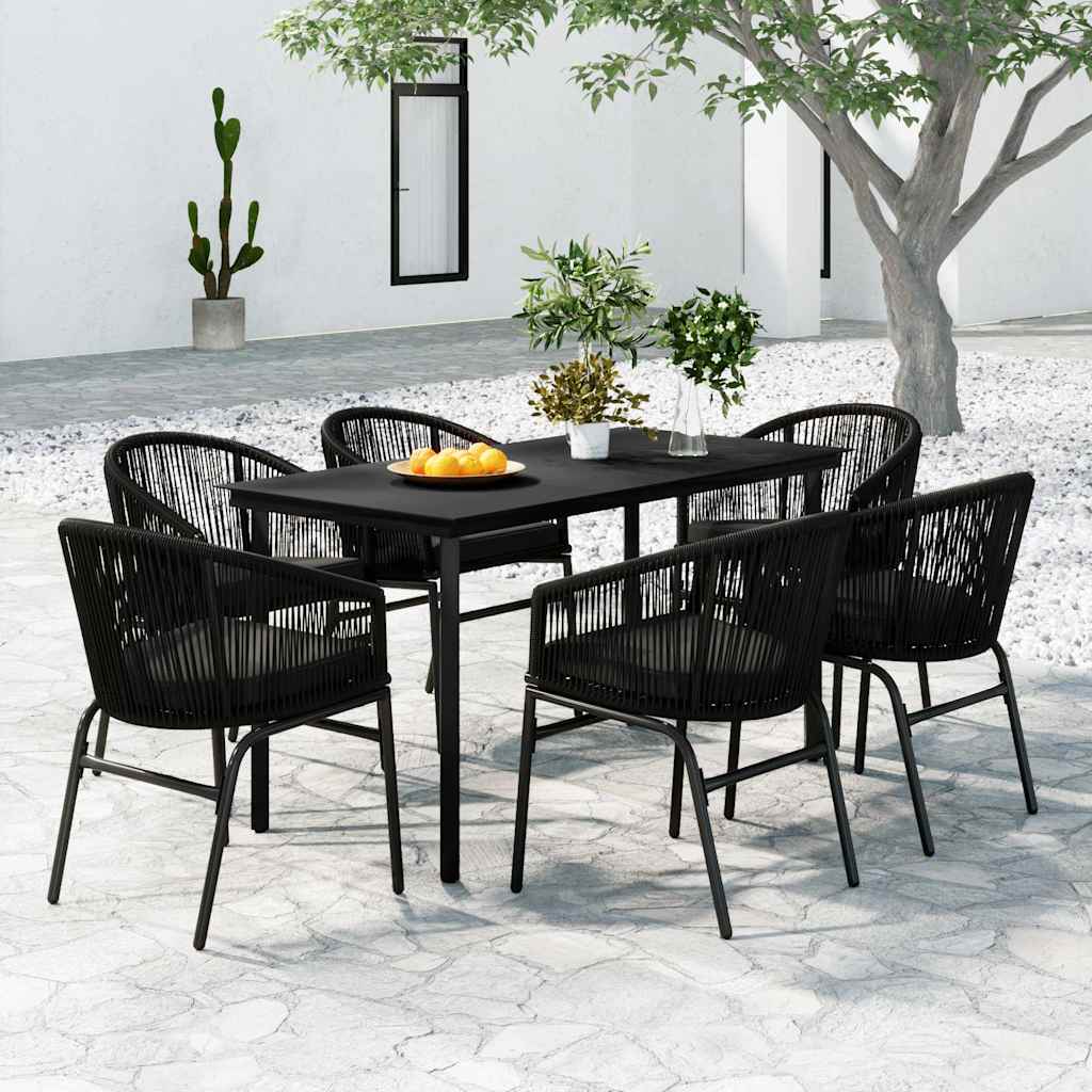 7-dijelni vrtni blagovaonski set crni Crna Dužina stola 140 cm