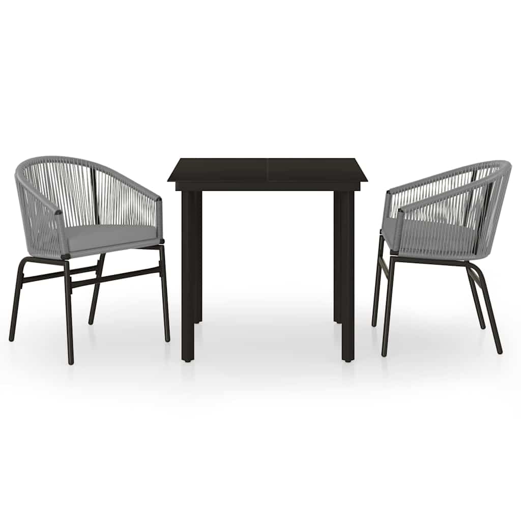 3-dijelni vrtni blagovaonski set sivi Siva Dužina stola 80 cm