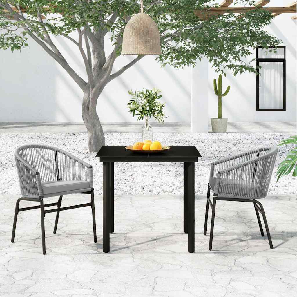 3-dijelni vrtni blagovaonski set sivi Siva Dužina stola 80 cm