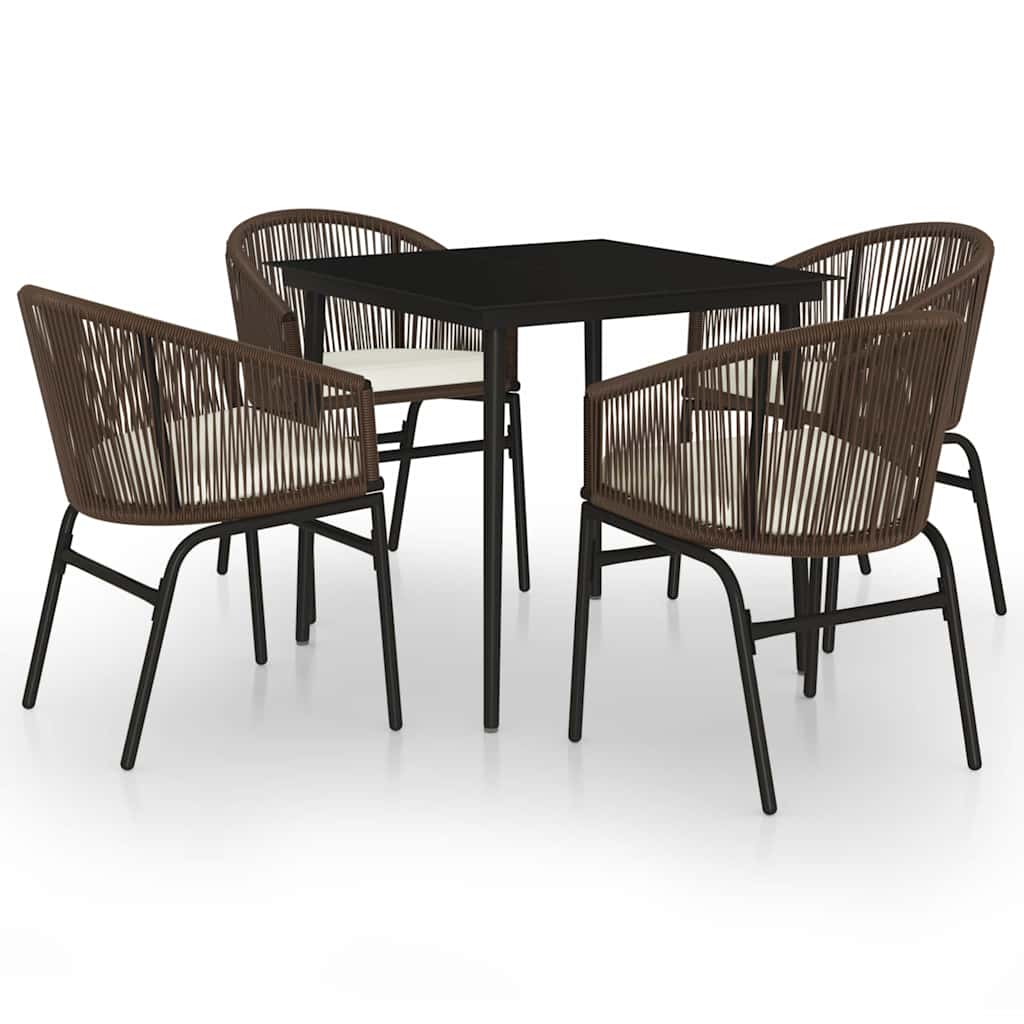 5-dijelni vrtni blagovaonski set smeđi Smeđa Dužina stola 80 cm