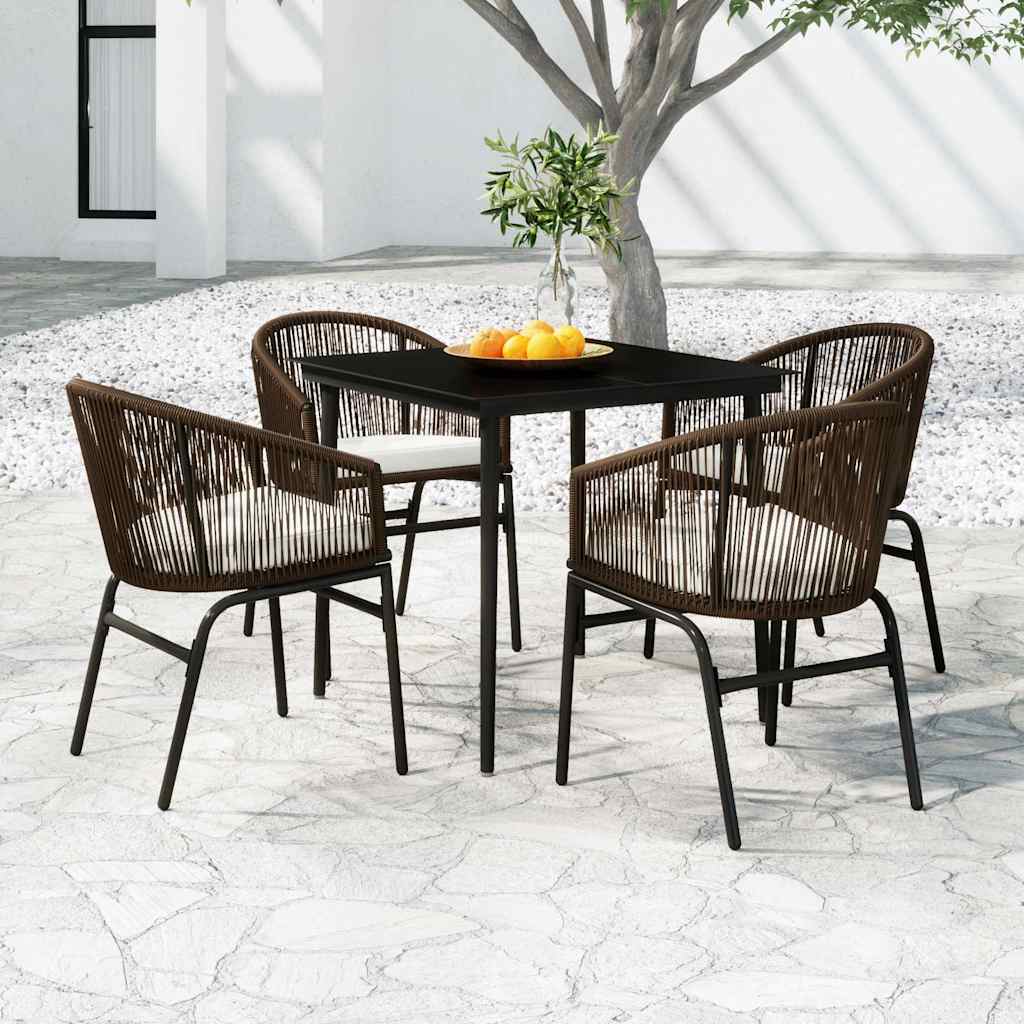 5-dijelni vrtni blagovaonski set smeđi Smeđa Dužina stola 80 cm