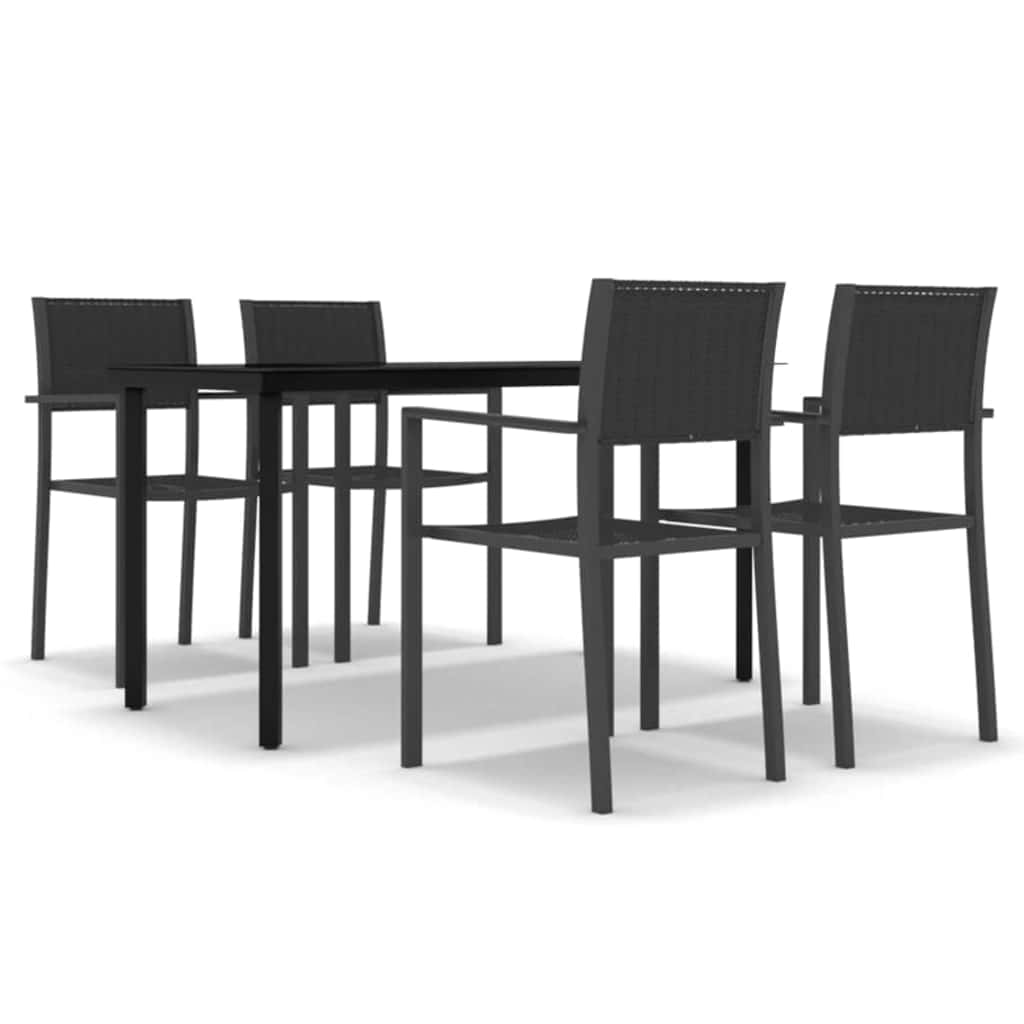 5-dijelni vrtni blagovaonski set crni Crna Dužina stola 140 cm
