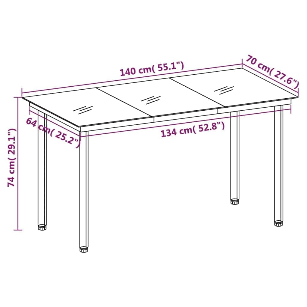 5-dijelni vrtni blagovaonski set crni Crna Dužina stola 140 cm