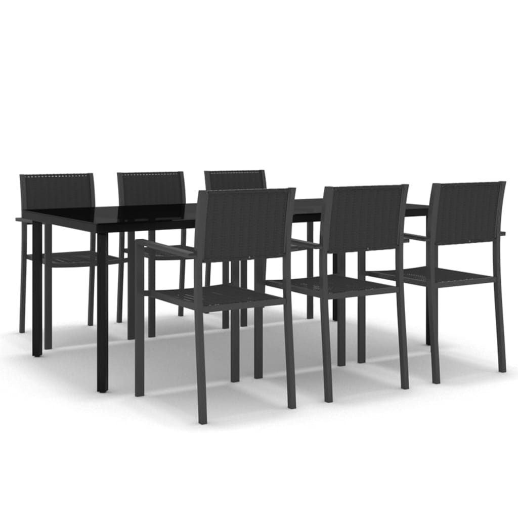 7-dijelni vrtni blagovaonski set crni