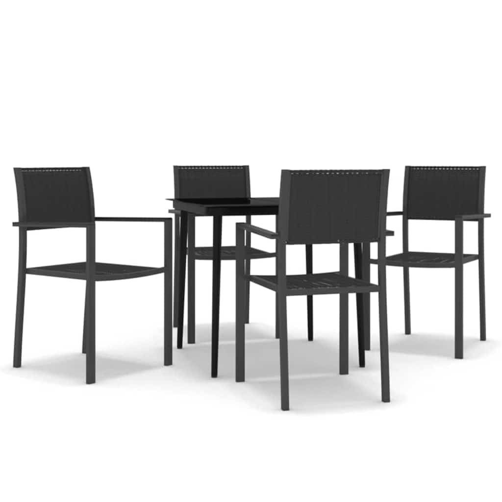 5-dijelni vrtni blagovaonski set crni Crna Dužina stola 80 cm