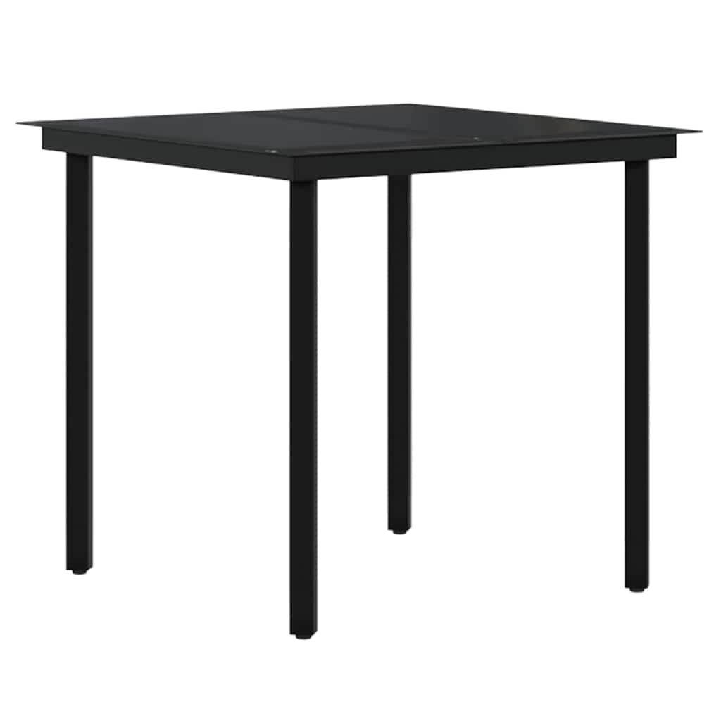 5-dijelni vrtni blagovaonski set s jastucima crni Crna Dužina stola 80 cm