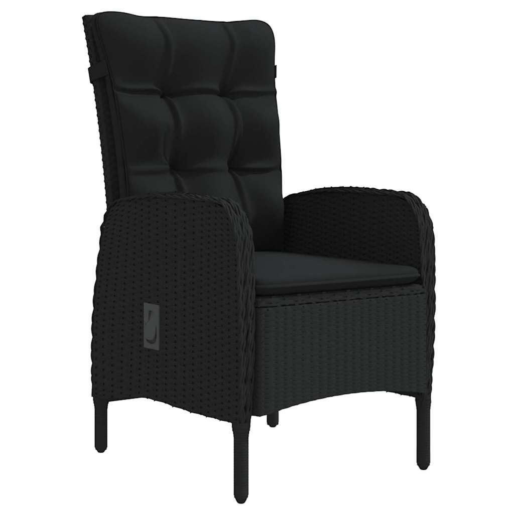 5-dijelni vrtni blagovaonski set s jastucima crni Crna Dužina stola 80 cm