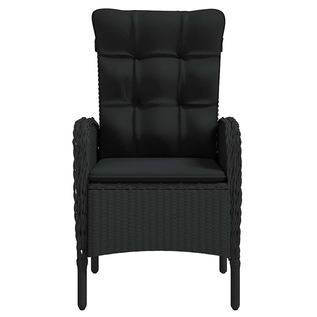 5-dijelni vrtni blagovaonski set s jastucima crni Crna Dužina stola 80 cm