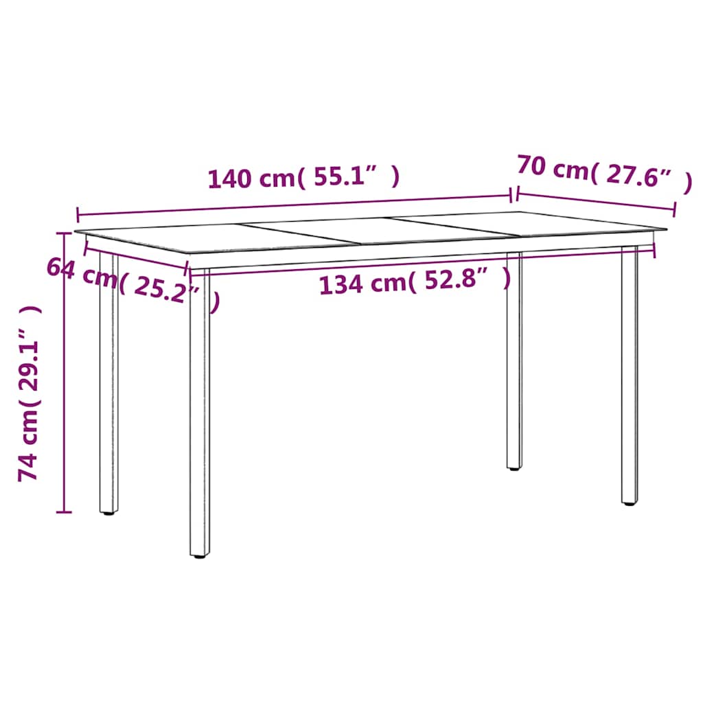 7-dijelni vrtni blagovaonski set s jastucima sivo-crni Siva Dužina stola 140 cm