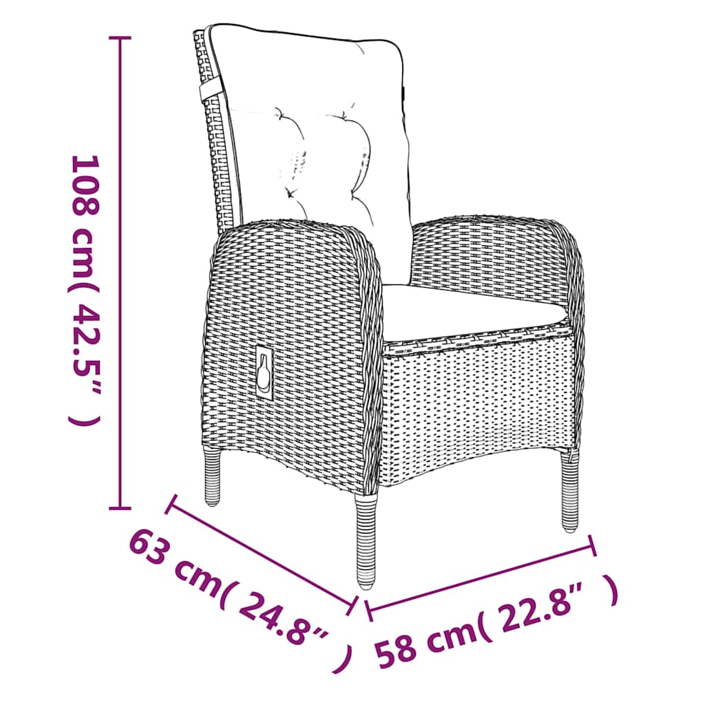 3-dijelni vrtni blagovaonski set s jastucima crni Crna Dužina stola 80 cm