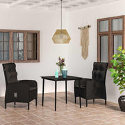 3-dijelni vrtni blagovaonski set s jastucima crni Crna Dužina stola 80 cm