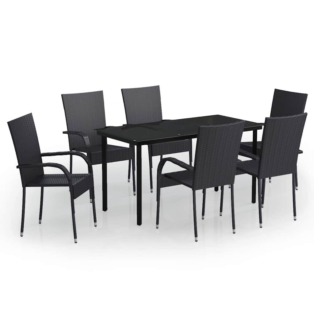 7-dijelni vrtni blagovaonski set crni Crna Dužina stola 140 cm