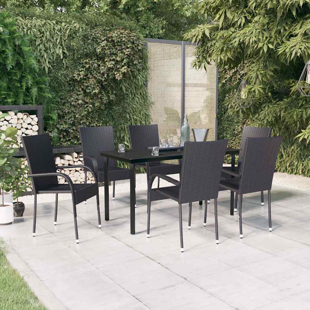 7-dijelni vrtni blagovaonski set crni Crna Dužina stola 140 cm