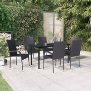 7-dijelni vrtni blagovaonski set crni Crna Dužina stola 140 cm