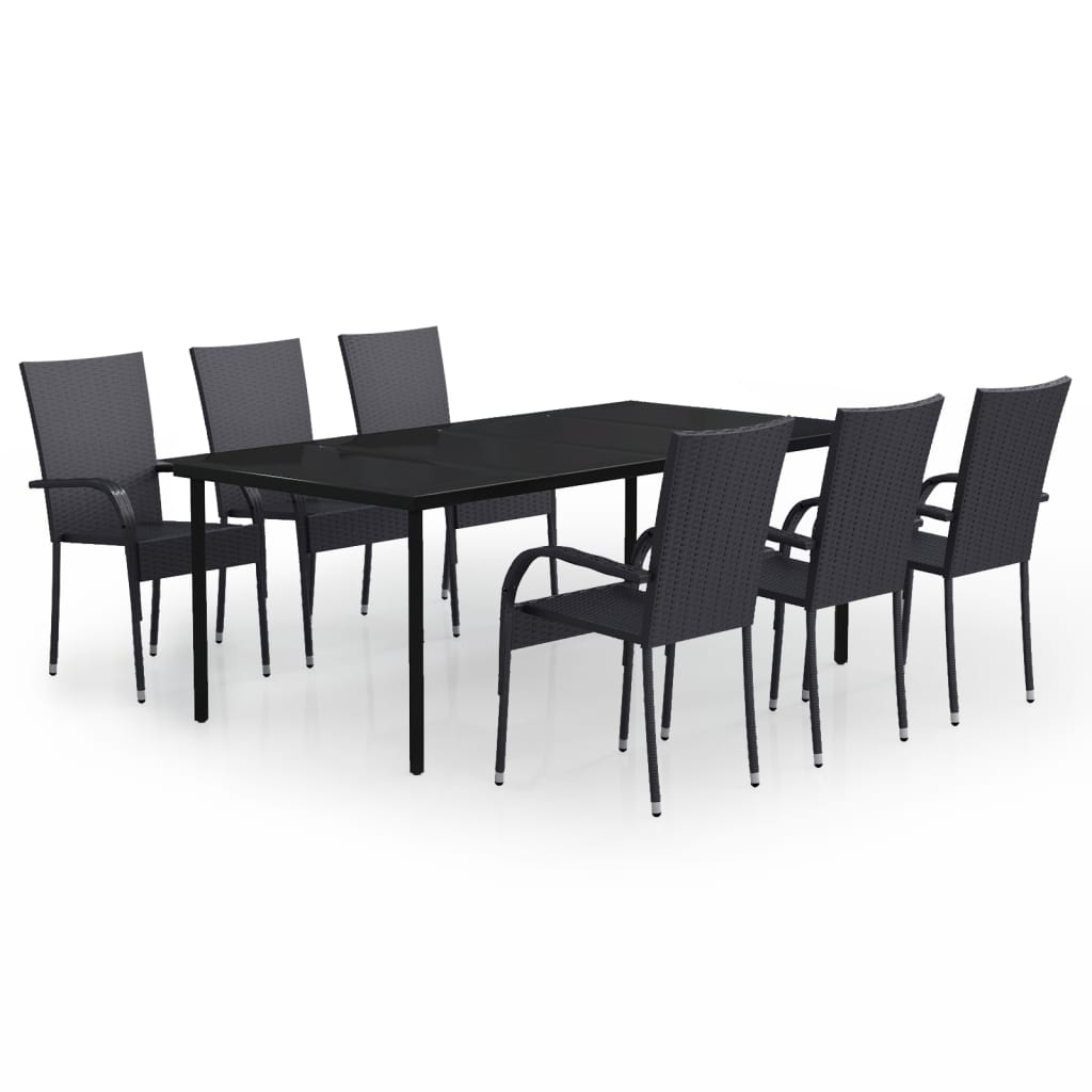 7-dijelni vrtni blagovaonski set crni