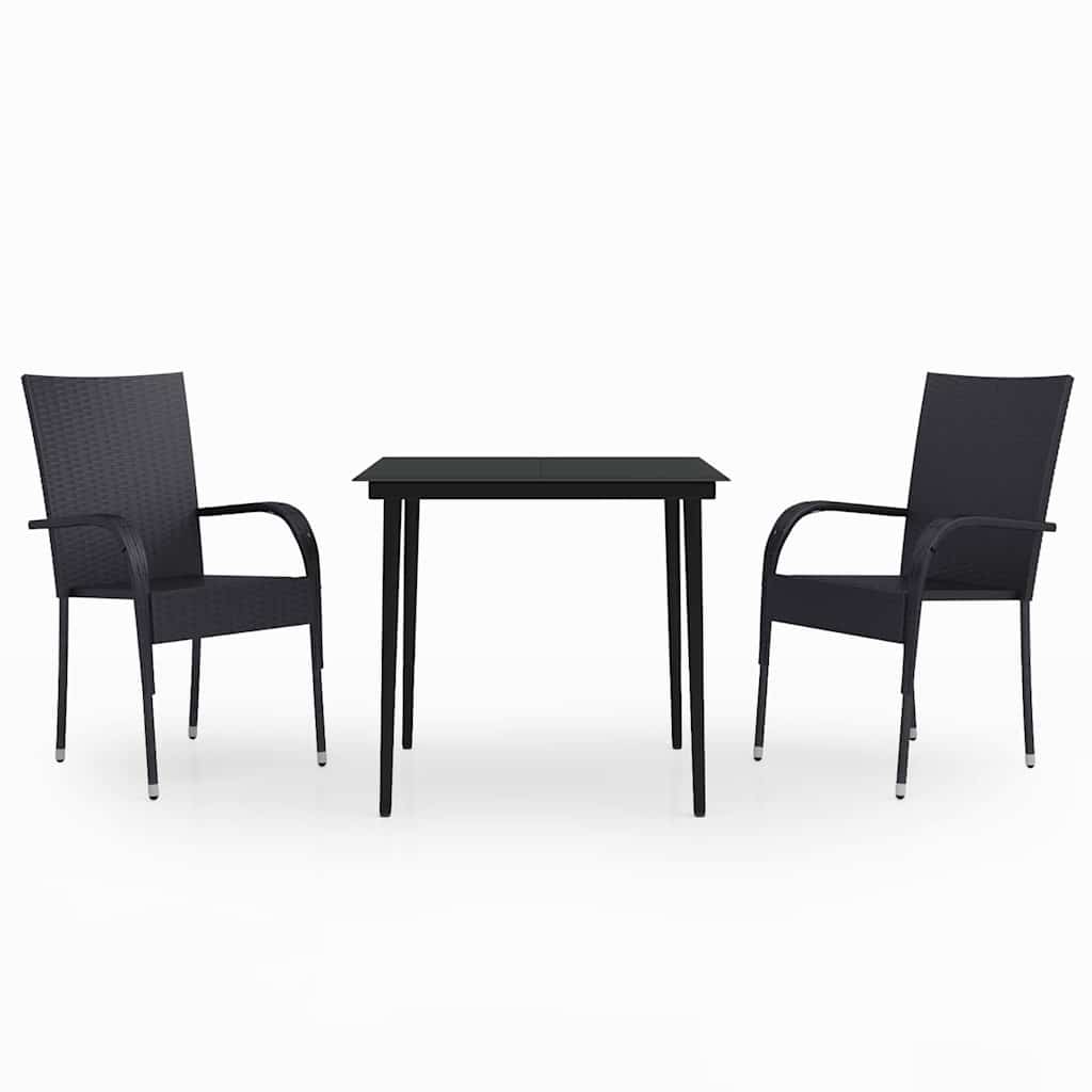 3-dijelni vrtni blagovaonski set crni Crna Dužina stola 80 cm