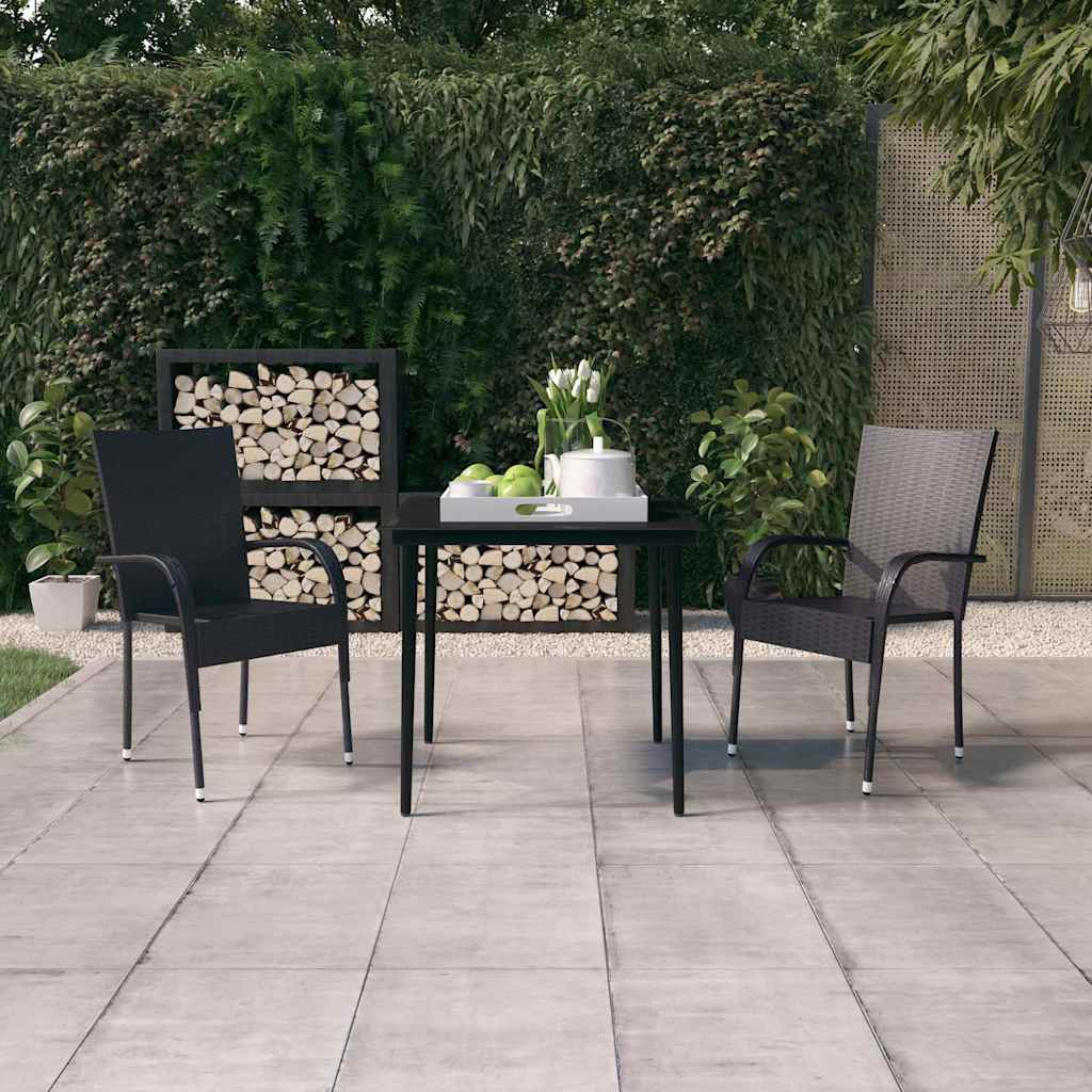 3-dijelni vrtni blagovaonski set crni Crna Dužina stola 80 cm